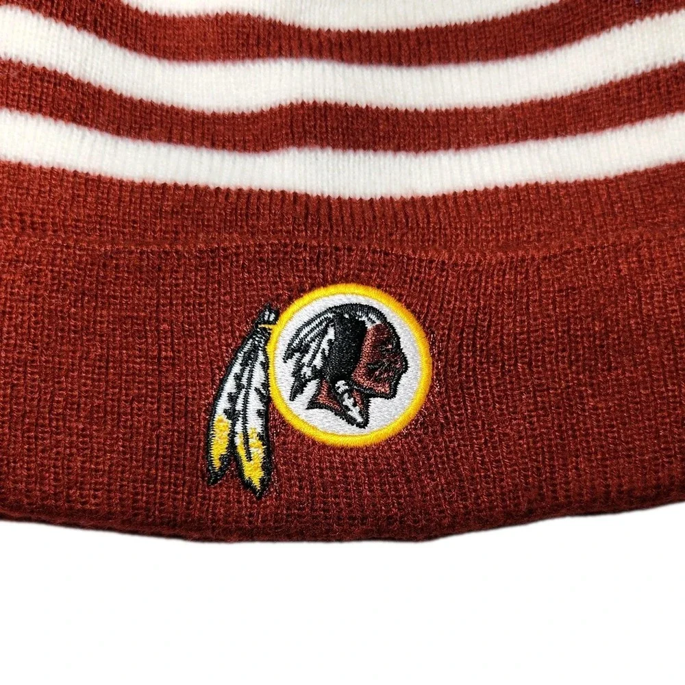 47 Brand Washington Redskins NFL Youth Beanie Hat Burgundy Gold Striped Pom Pom